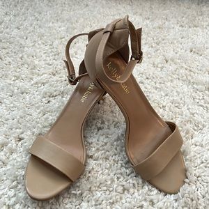 Nude ankle strap heel